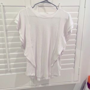 White ruffle sleeve t-shirt